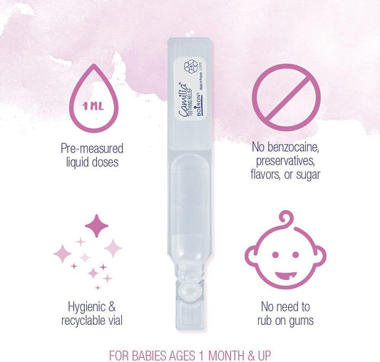 Boiron Camilia Teething Drops for Daytime and Nighttime Relief of Painful or Swollen Gums and Irritability in Babies - 40 Liquid Droppers Bundled in 8 separate packs of 5