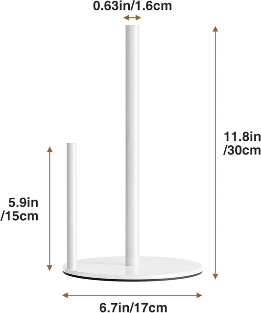 Paper Towel Holder White Kitchen Roll Holder, Paper Towel Holder for Kitchen Roll Organize, Countertop Roll Dispenser with Weighted Base