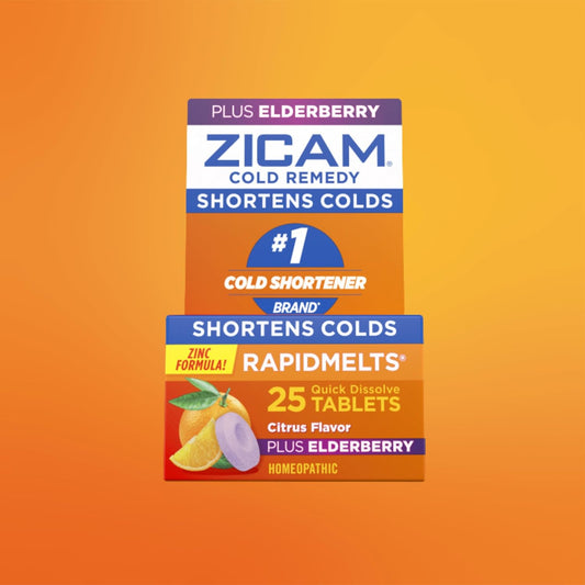 Zicam Cold Remedy Zinc RapidMelts, Elderberry Citrus Flavor, Homeopathic, Cold Shortening Medicine, Shortens Cold Duration, 25 Count