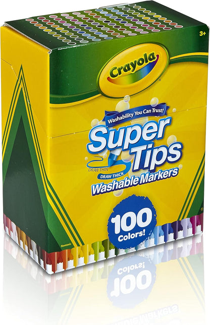 Crayola Super Tips Marker Set (100ct), Fine Point Washable Markers, Drawing Markers for Kids & Adults, Create Thick & Thin Lines, Art Supplies, Ages 3+