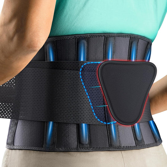 FEATOL Back Brace Support Belt-Lumbar Support Back Brace for Back Pain, Sciatica, Scoliosis, Herniated Disc Adjustable Support Straps-Lower Back Brace with Removable Lumbar Pad for Men & Women